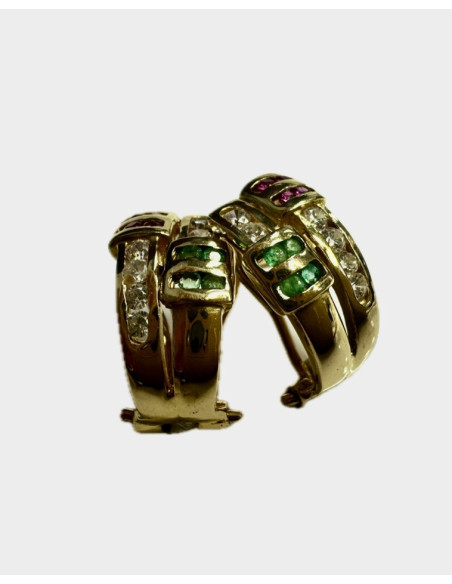 7-1-254505-2-Pendientes piedras cierre omega de oro amarillo 18K