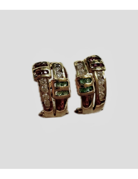 7-1-254505-3-Pendientes piedras cierre omega de oro amarillo 18K