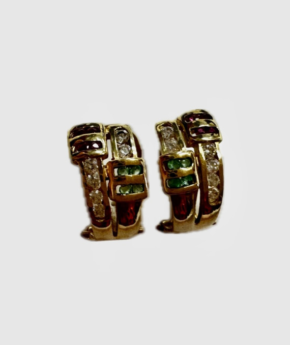 7-1-254505-4-Pendientes piedras cierre omega de oro amarillo 18K