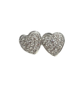 7-1-256895-3-Pendientes corazón de oro blanco con diamantes , L 1 cm