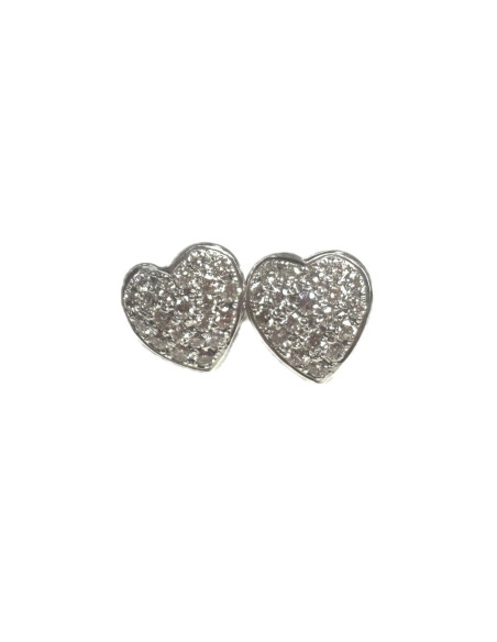 7-1-256895-3-Pendientes corazón de oro blanco con diamantes , L 1 cm