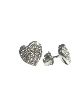 7-1-256895-3-Pendientes corazón de oro blanco con diamantes , L 1 cm 2