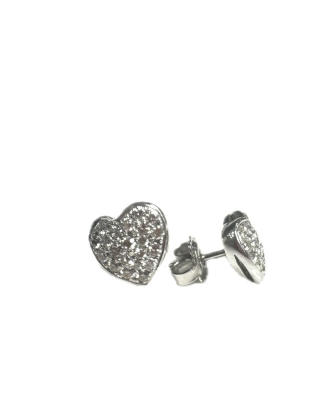 7-1-256895-4-Pendientes corazón de oro blanco con diamantes , L 1 cm