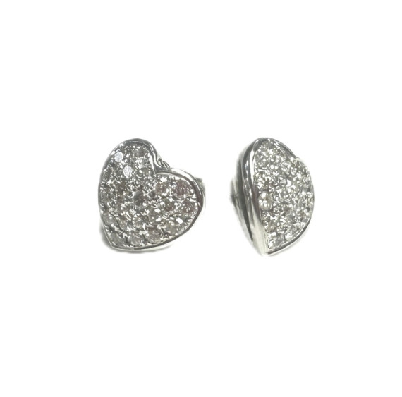 7-1-256895-5-Pendientes corazón de oro blanco con diamantes , L 1 cm