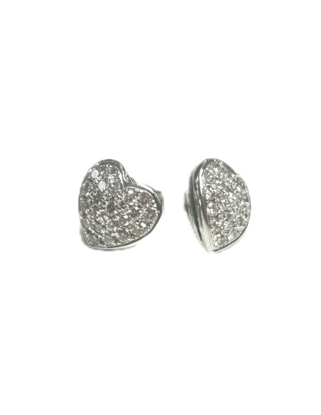7-1-256895-5-Pendientes corazón de oro blanco con diamantes , L 1 cm