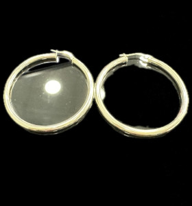 7-1-246567-1-Pendientes tipo aro liso de plata de ley 925 baño oro 18K, 4,6 cm