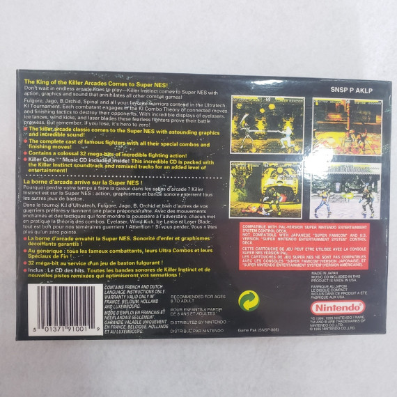 7-7-69723-2-Videojuego Super nintendo killer instinct(replicada)