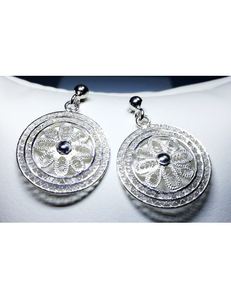 8-1-163030-2-Pendiente plata redondo flor D2cm