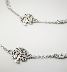 8-1-186975-1-Pulsera arbolito corazones blanco y lila EBR17436 Rodio 2