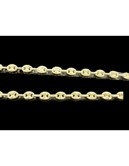 8-1-246546-3-Cadena eslabones tipo pailabote de plata de ley 925 baño oro 18K, 60 cm 