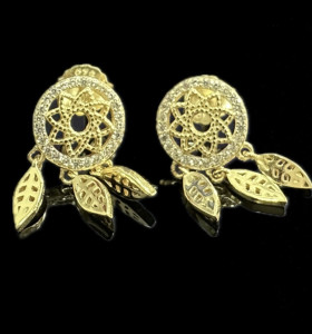 8-1-246655-1-Pendientes indios de plata de ley 925 baño oro 18K