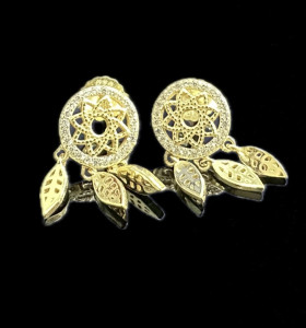 8-1-246655-1-Pendientes indios de plata de ley 925 baño oro 18K 2