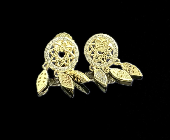 8-1-246655-2-Pendientes indios de plata de ley 925 baño oro 18K