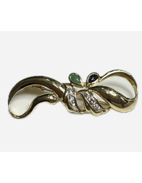 8-7-64504-1-Alfiler forma lazo con piedras de oro amarillo 18 K