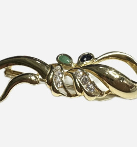 8-7-64504-1-Alfiler forma lazo con piedras de oro amarillo 18 K 2