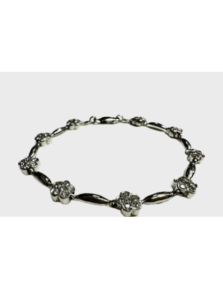 8-7-73850-1-Pulsera semirígida flores circonitas de oro blanco 18K