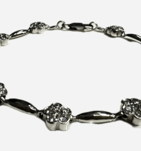 8-7-73850-1-Pulsera semirígida flores circonitas de oro blanco 18K 2