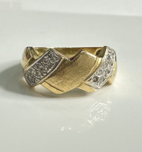 8-8-60994-4-Anillo circonitas con picos de oro bicolor 18K, T 17.5