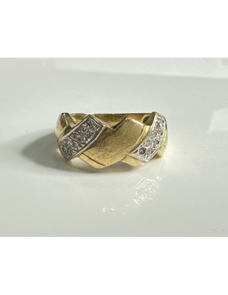 8-8-60994-4-Anillo circonitas con picos de oro bicolor 18K, T 17.5
