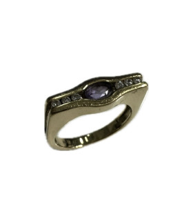 8-8-64168-1-Anillo piedra lila de oro amarillo 18K, T 15
