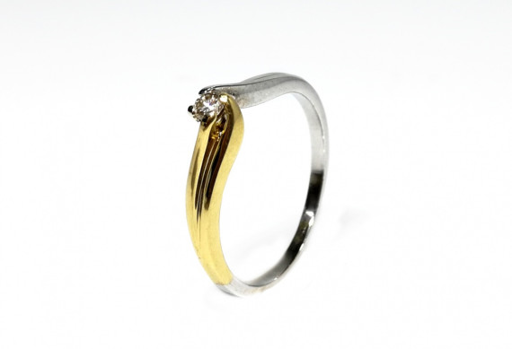 9-1-162875-5-Anillo oro 18 kt. bicolor con brillante 0.09ct SI1 K , T17