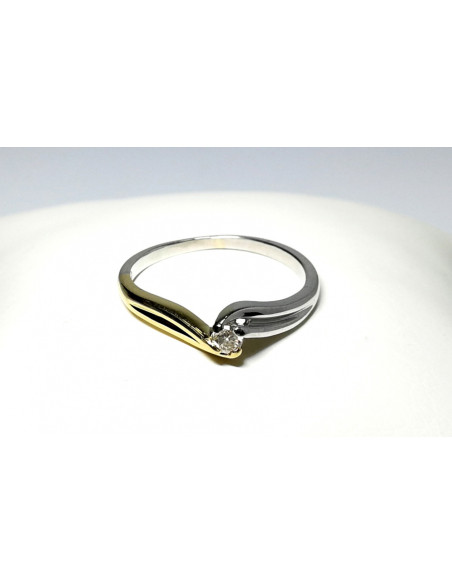 9-1-162875-7-Anillo oro 18 kt. bicolor con brillante 0.09ct SI1 K , T17