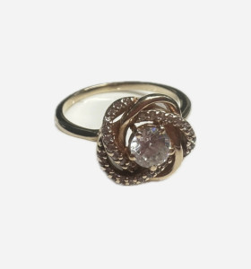 9-1-256145-1-14KAnillo rosetón central de oro rosa 14K, T 14 2