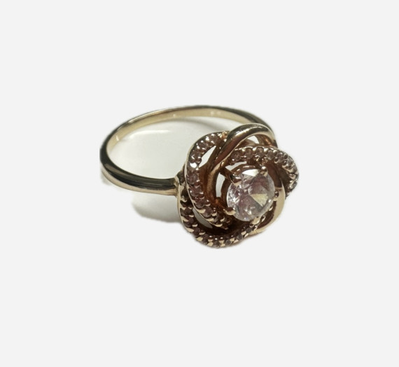 9-1-256145-3-14KAnillo rosetón central de oro rosa 14K, T 14