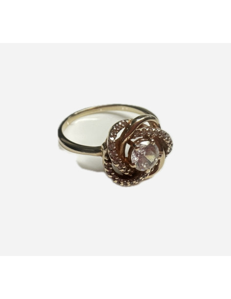 9-1-256145-3-14KAnillo rosetón central de oro rosa 14K, T 14