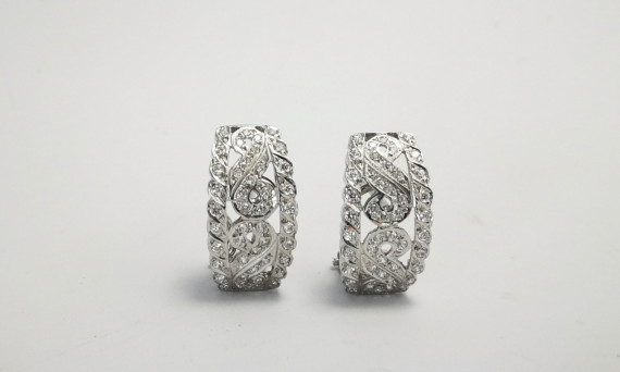 9-7-40868-3-Pendientes con circonitas de oro blanco 18 K y cierre omega