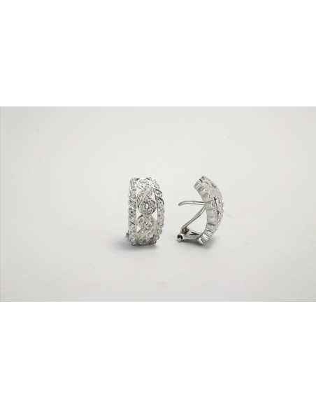 9-7-40868-4-Pendientes con circonitas de oro blanco 18 K y cierre omega