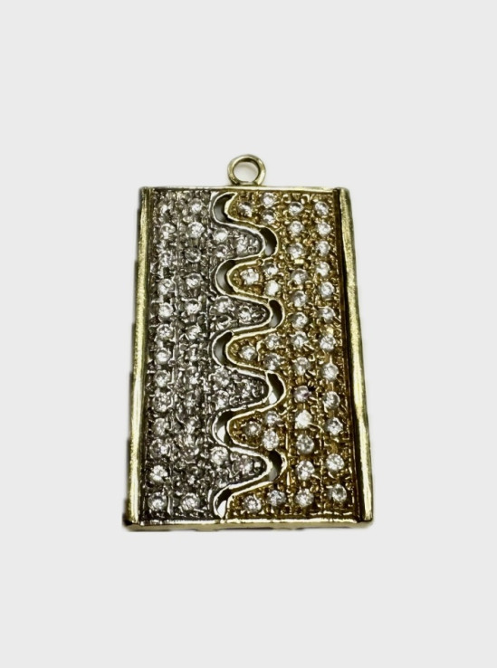9-7-71288-1-Colgante rectangular circonitas de oro bicolor 18K