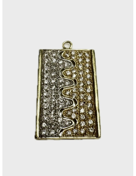 9-7-71288-1-Colgante rectangular circonitas de oro bicolor 18K