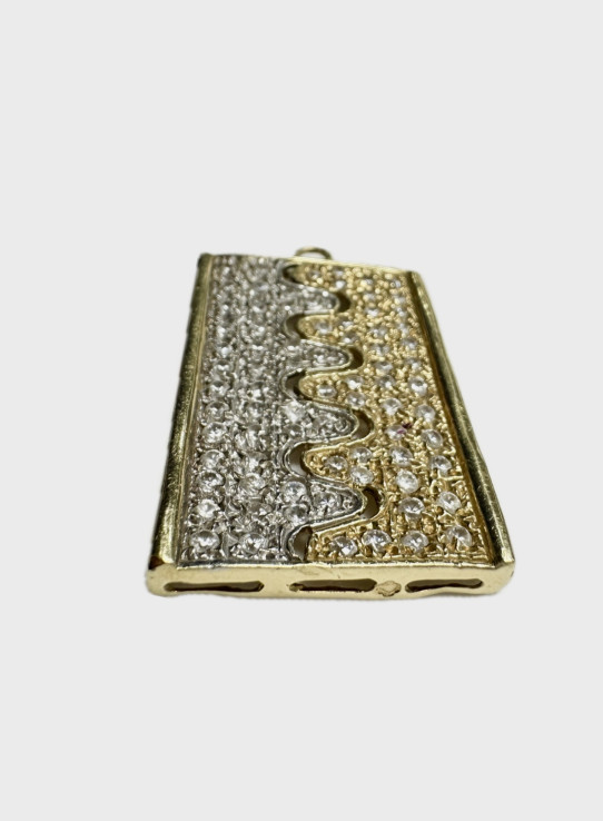9-7-71288-2-Colgante rectangular circonitas de oro bicolor 18K