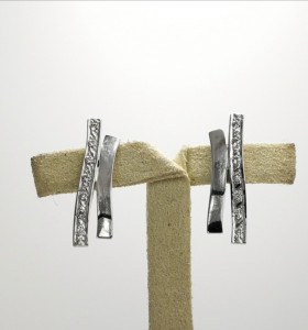 9-8-41773-5-Pendientes con circonitas de oro blanco 18K, L 2.4 cm