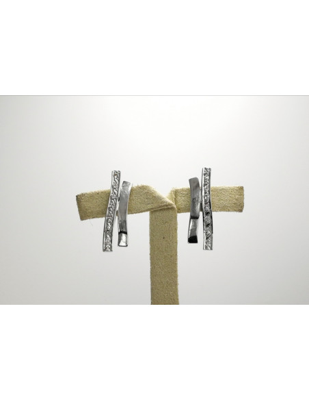 9-8-41773-5-Pendientes con circonitas de oro blanco 18K, L 2.4 cm