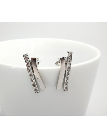 9-8-41773-7-Pendientes con circonitas de oro blanco 18K, L 2.4 cm