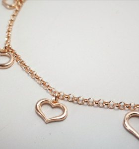 9-1-186794-2-Pulsera eslabones Corazones EBR 19312 Rosa plata