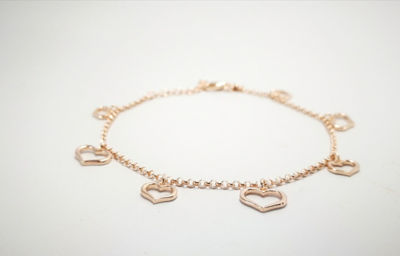 9-1-186794-3-Pulsera eslabones Corazones EBR 19312 Rosa plata