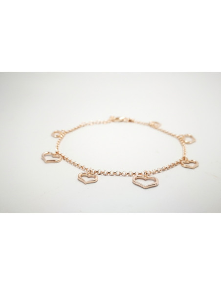 9-1-186794-3-Pulsera eslabones Corazones EBR 19312 Rosa plata