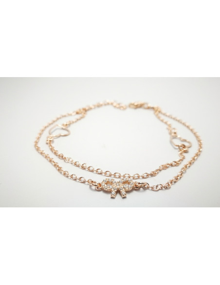 9-1-186811-1-Pulsera eslabones Corazones y Lazo piedras EBR 10111 Rosa