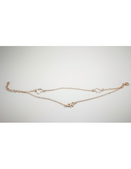 9-1-186811-2-Pulsera eslabones Corazones y Lazo piedras EBR 10111 Rosa