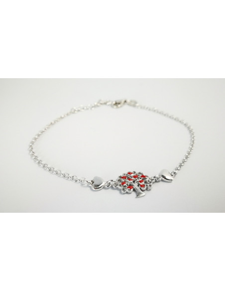 9-1-186936-1-Pulsera arbolito corazones rojo EBR17438 Rodio
