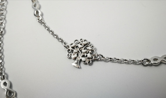 9-1-186964-3-Pulsera arbolito corazones blanco y lila EBR17436 Rodio