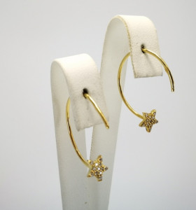 9-1-187095-1-Pendientes aro con luna piedras D 2 cm de Rodio 2