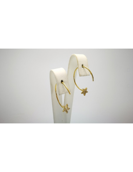 9-1-187095-2-Pendientes aro con luna piedras D 2 cm de Rodio