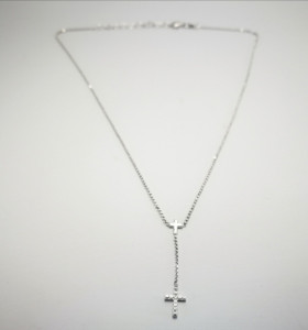 9-1-186767-1-Cadena eslabones tipo rolo y Cruces ECL7677 de Rodio 