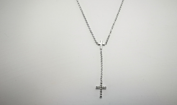 9-1-186767-2-Cadena eslabones tipo rolo y Cruces ECL7677 de Rodio 