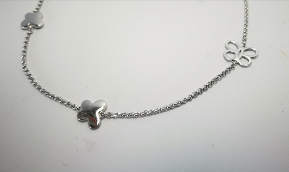 9-1-186787-2-Pulsera eslabones tipo rolo 2 Mariposas EBR 10309 de Rodio