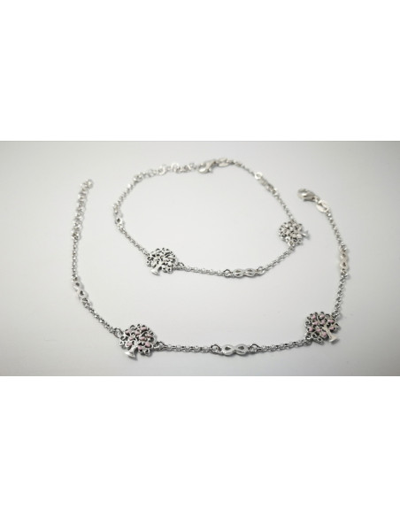 9-1-186970-1-Pulsera arbolito corazones blanco y lila EBR17436 Rodio